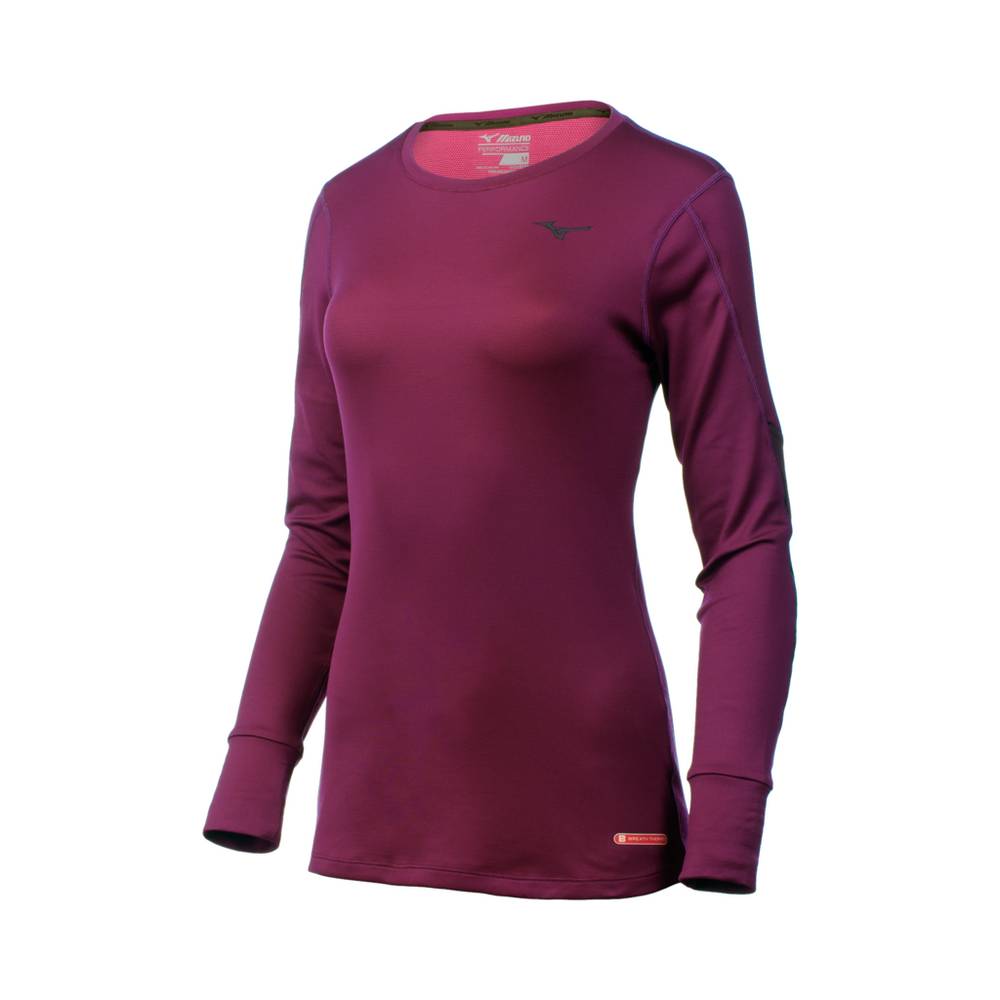 Mizuno Women's Breath Thermo® Long Sleeve Base Layer Purple (421933-SQL)